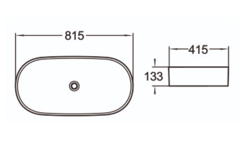 Керамическая накладная раковина SantiLine SL-1079 81,5 х 41,5 схема 2