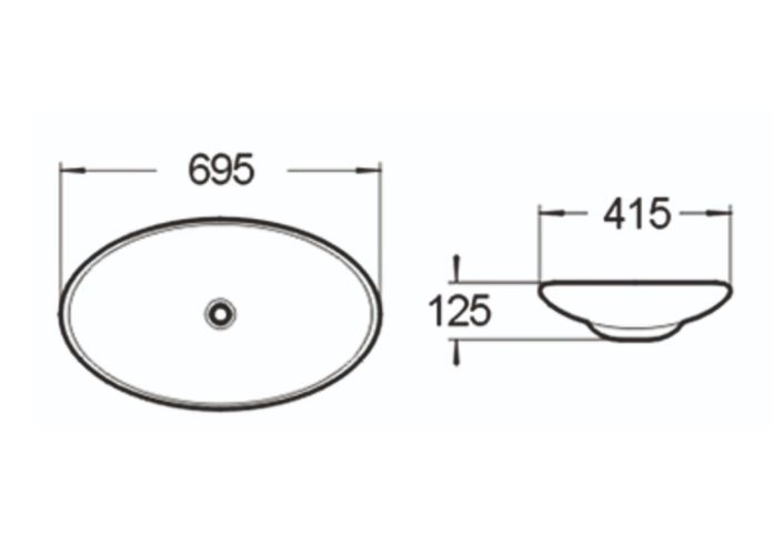 Керамическая накладная раковина SantiLine SL-1031 69,5 х 41,5 схема 2