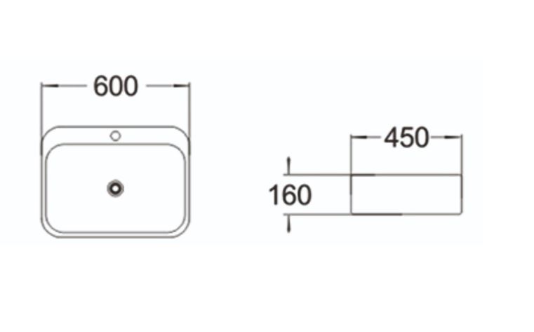 Керамическая врезная сверху  раковина SantiLine SL-2108 60 х 45 схема 2