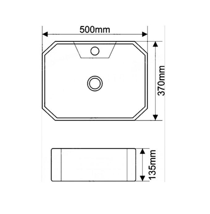 Керамическая накладная раковина SantiLine SL-1083 50 х 37 схема 2