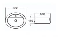 Керамическая накладная раковина SantiLine SL-1071 56 х 45 схема 2