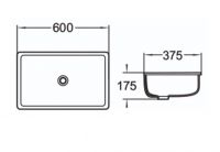 Керамическая встраиваемая снизу раковина SantiLine SL-3006 60 х 37,5 схема 2