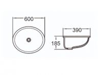 Керамическая встраиваемая снизу раковина SantiLine SL-3002 60 х 39 схема 2