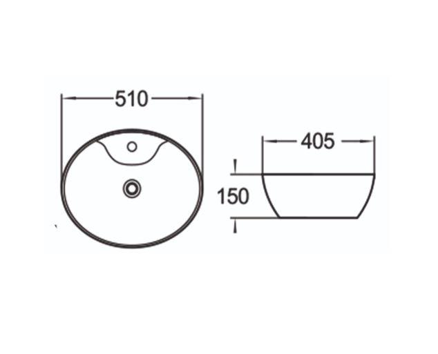 Керамическая накладная раковина SantiLine SL-1043 51 х 40,5 схема 2