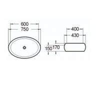 Керамическая накладная раковина SantiLine SL-1036 60 х 40 схема 2