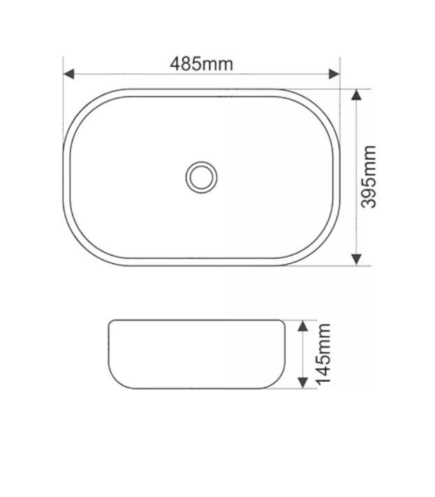 Керамическая накладная раковина SantiLine SL-1105 58,5 х 39,5 схема 3