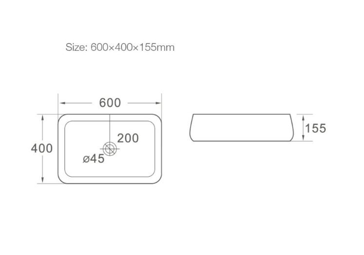 Керамическая накладная раковина SantiLine SL-1061 60 х 40 схема 2