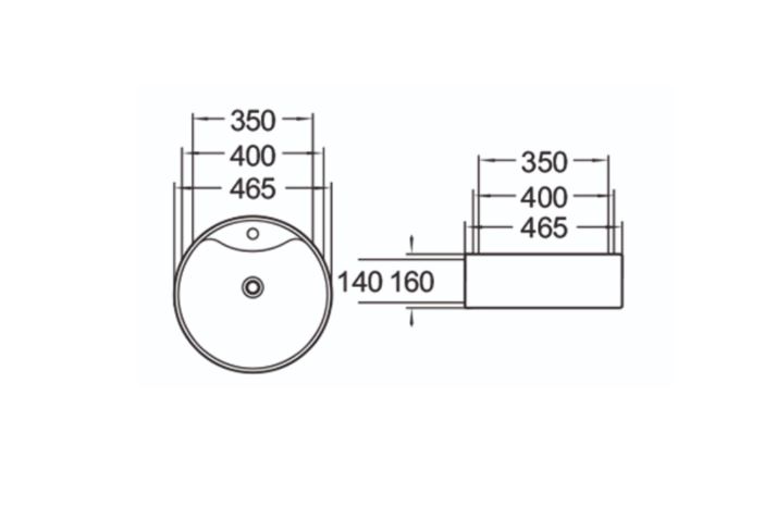 Керамическая накладная раковина SantiLine SL-1069 46,5 х 46,5 схема 2