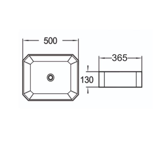 Керамическая накладная раковина SantiLine SL-1013 50 х 36,5 схема 2
