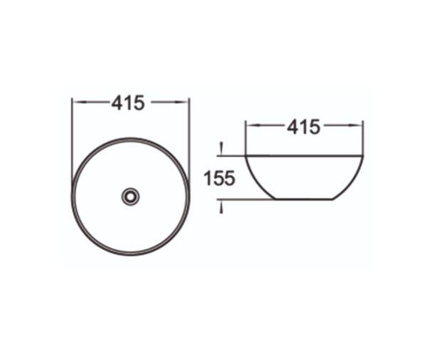 Керамическая накладная раковина SantiLine SL-1039 41,5 х 41,5 схема 2