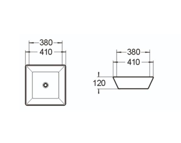 Керамическая накладная раковина SantiLine SL-1014 41 х 41 схема 2