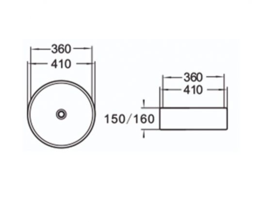 Керамическая накладная раковина SantiLine SL-1057 41 х 41 схема 2