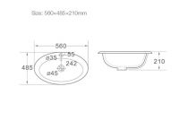 Керамическая врезная сверху  раковина SantiLine SL-2107 56 х 48,5 схема 2