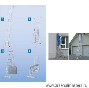 Шарнирная комбинированная лестница - стремянка Krause STABILO 2x3 и 2x6 133922