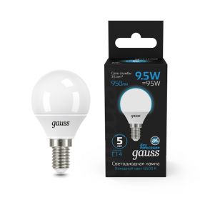 Лампа Светодиодная Шар Gauss 105101310_GAUSS 9.5W 950lm 6500K E14 / Дивинаре