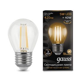 Лампа Светодиодная Шар Gauss 105802105_GAUSS 5W 420lm 2700К Е27 / Дивинаре