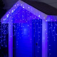 Гирлянда «Бахрома» 3 ? 0.9 м, IP44, УМС, белая нить, 232 LED, свечение синее, 220 В