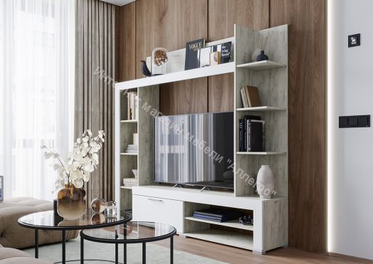 Стенка "Васанта" Дуб крафт белый/Софт вайт