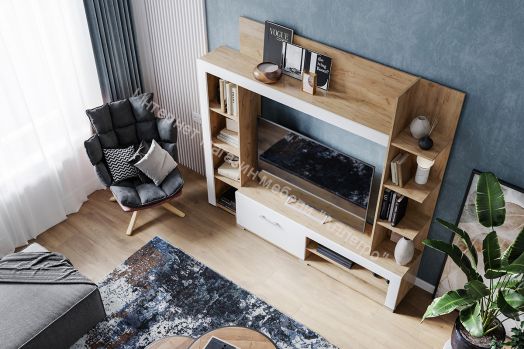 Стенка "Васанта" Дуб крафт золотой/Софт вайт