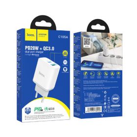 БП сетевой, 1 USB+Type-C, С105А PD20Вт,QC3.0, бел.