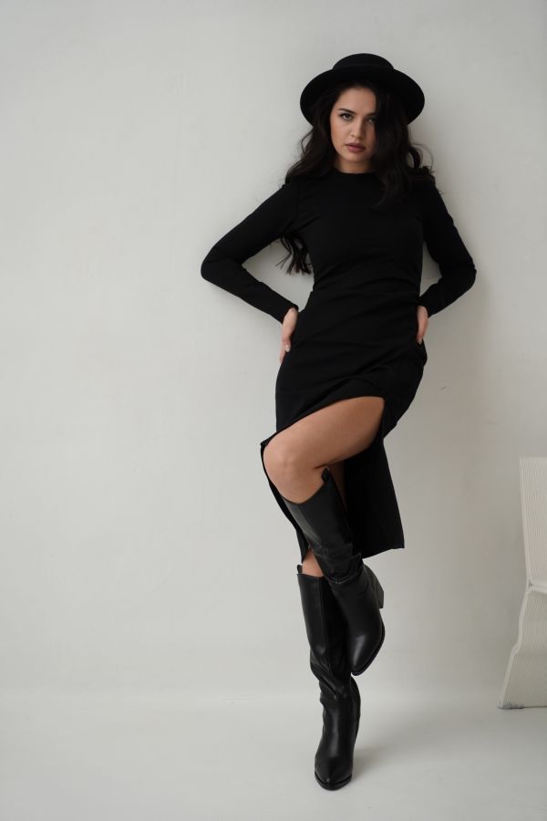 Платье Forza с разрезом черное