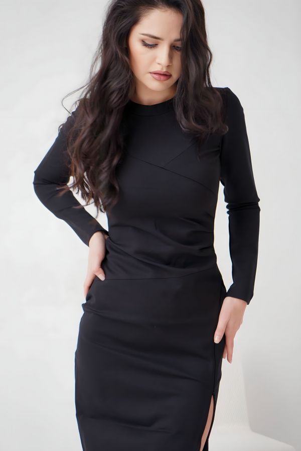 Платье Forza с разрезом черное