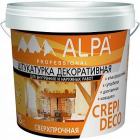 Декоративная Штукатурка Шуба Alpa Crepi Deco 15кг Белая, Сверхпрочная, Атмосферостойкая Зерно 1.5мм / Альпа Крепи Деко.*