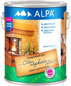 Защитный Лак для Стен, Паркета и Мебели Alpa 2.5л Бесцветный, Матовый, Акрил-Уретановый, Сверхпрочный, Износостойкий / Альпа.
