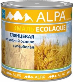 Экоэмаль без Запаза Alpa Ecolaque 0.5л Глянцевая, Супербелая, Экологичная для Внутренних и Наружных Работ / Альпа.