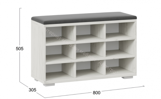 Тумба для обуви Тип 10 (Дуб крафт белый/Велюр графит)