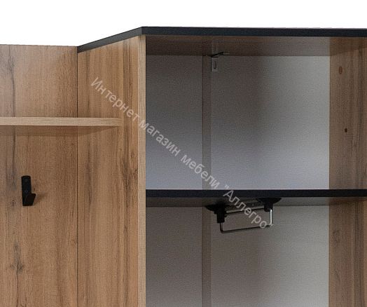 Шкаф для прихожей 51.22 Либерти h=150 с зеркалом, Дуб вотан/Чёрный