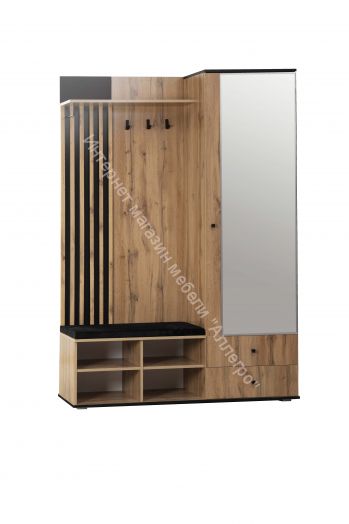 Шкаф для прихожей 51.22 Либерти h=20 с зеркалом, Дуб вотан/Чёрный