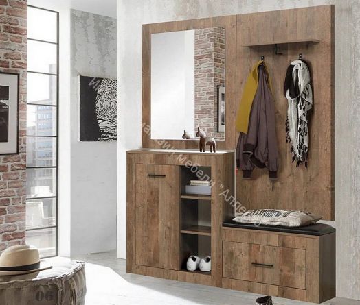 Шкаф (прихожая) Аданте с зеркалом, Кейптаун/кожзам Коричневый