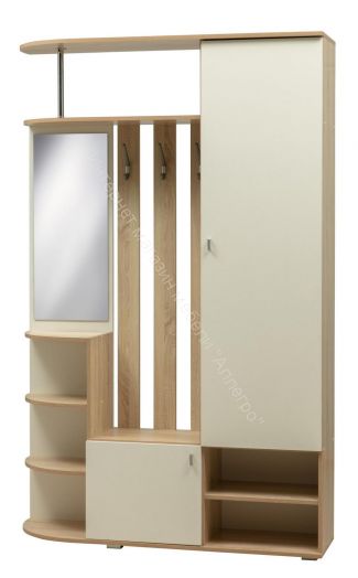 Шкаф комбинированный (прихожая) "Кармен-7" с зеркалом, Дуб сонома/Белый
