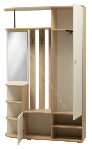 Шкаф комбинированный (прихожая) "Кармен-7" с зеркалом, Дуб сонома/Белый