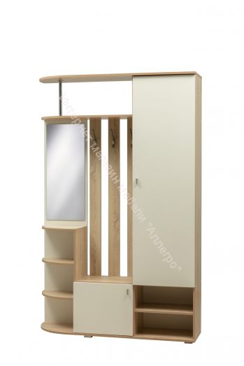 Шкаф комбинированный (прихожая) "Кармен-7" с зеркалом, Дуб сонома/Белый