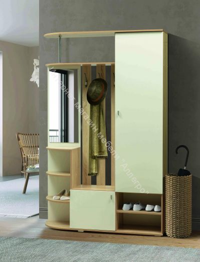 Шкаф комбинированный (прихожая) "Кармен-7" с зеркалом, Дуб сонома/Белый