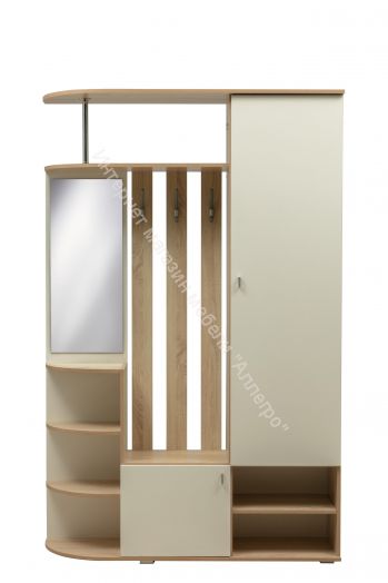Шкаф комбинированный (прихожая) "Кармен-7" с зеркалом, Дуб сонома/Белый