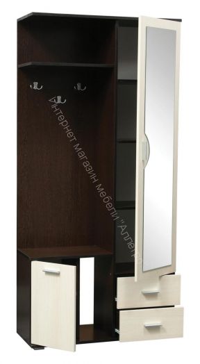 Шкаф комбинированный (прихожая) "Кармен-1" с зеркалом, Венге/Вудлайн кремовый