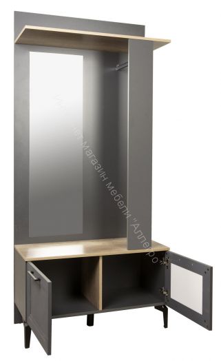 Шкаф для прихожей Кармен-2 (с зеркалом), Диамант серый/Дуб каньон