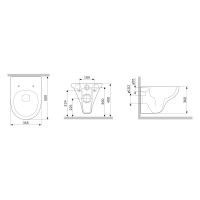 Безободковый подвесной унитаз AM.PM Gem C901700SCmb FlashClean с черным матовым сиденьем микролифт схема 2