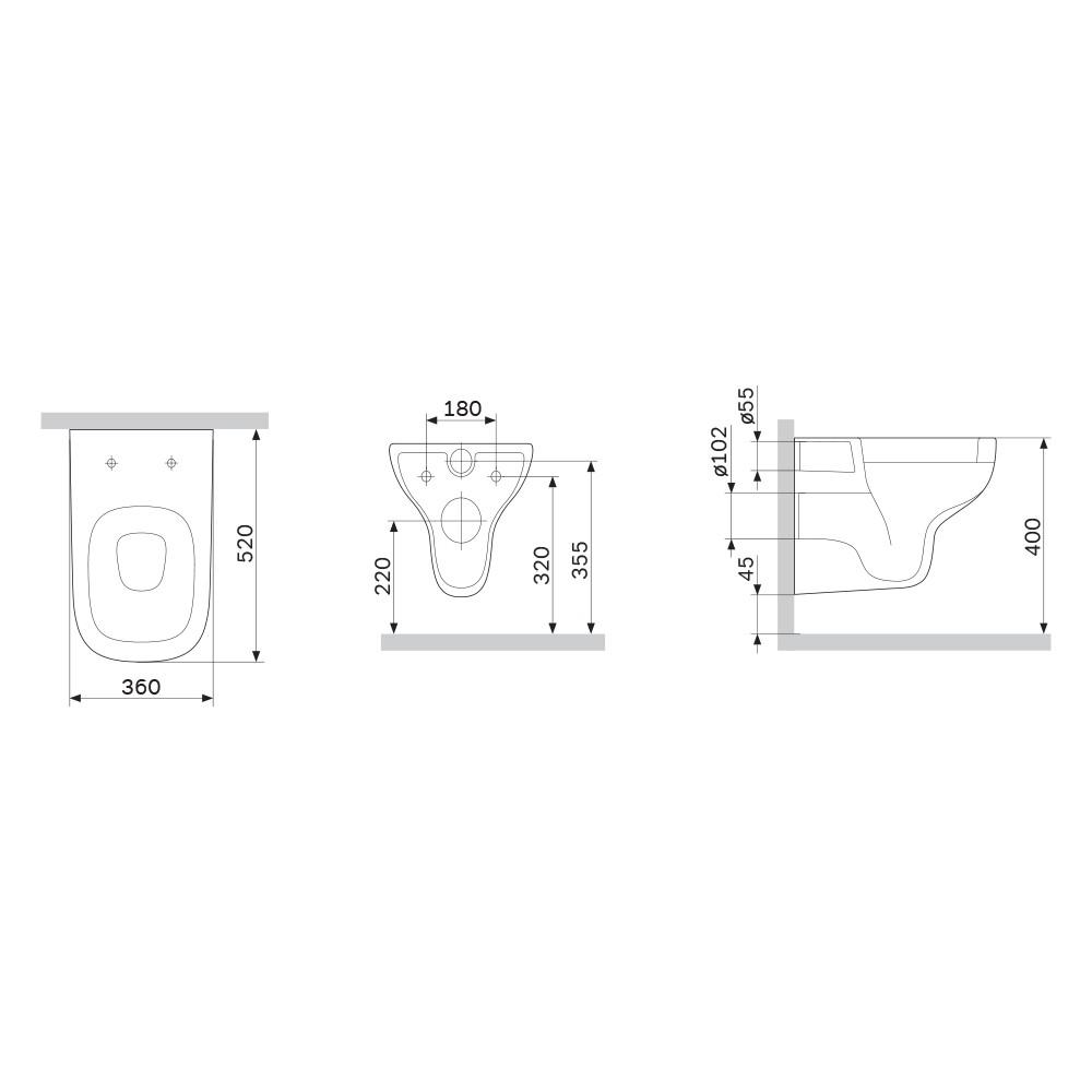 Безободковый подвесной унитаз AM.PM X-Joy S C85A1702SC FlashClean с сиденьем микролифт схема 2