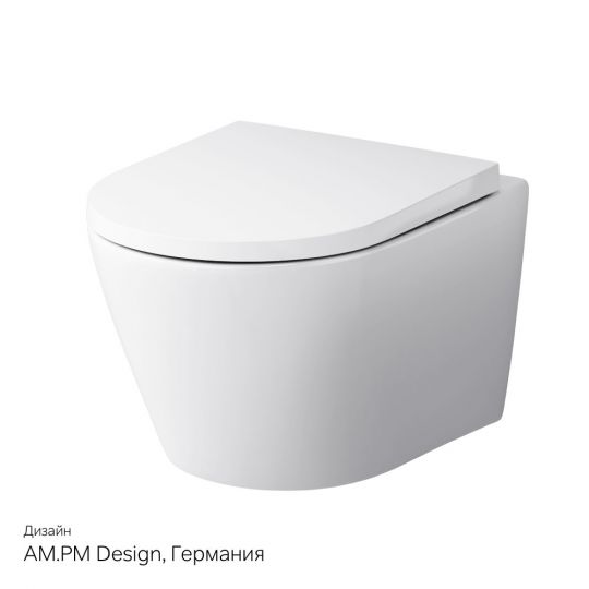 Безободковый подвесной унитаз AM.PM Sense C741701SC FlashClean с сиденьем микролифт схема 9