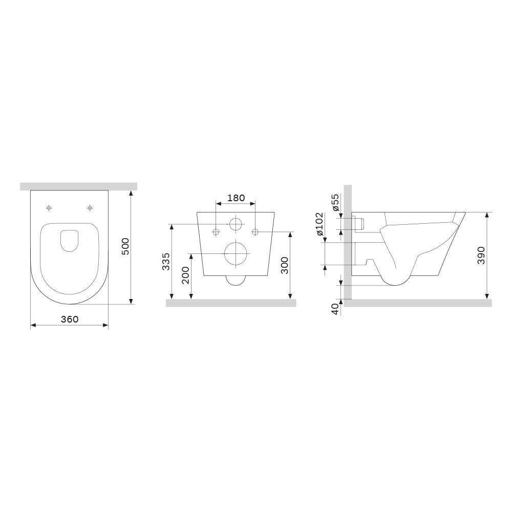 Безободковый подвесной унитаз AM.PM Sense C741701SC FlashClean с сиденьем микролифт схема 2