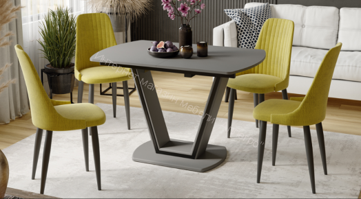 Стол обеденный «Дели» Тип 2 Серый софт/Стекло матовое