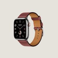 Часы Apple Watch Hermès Series 9 GPS + Cellular 41mm Silver Stainless Steel Case with Rouge Swift Leather Single Tour