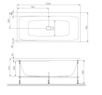 Прямоугольная акриловая ванна Am.Pm Func W84A-150-070W-A 150х70 схема 2