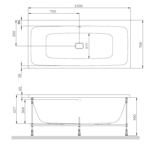 Прямоугольная акриловая ванна Am.Pm Func W84A-150-070W-A 150х70 ФОТО