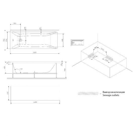 Акриловая ванна Am.Pm Gem W93A-150-070W-A 150х69,5 ФОТО