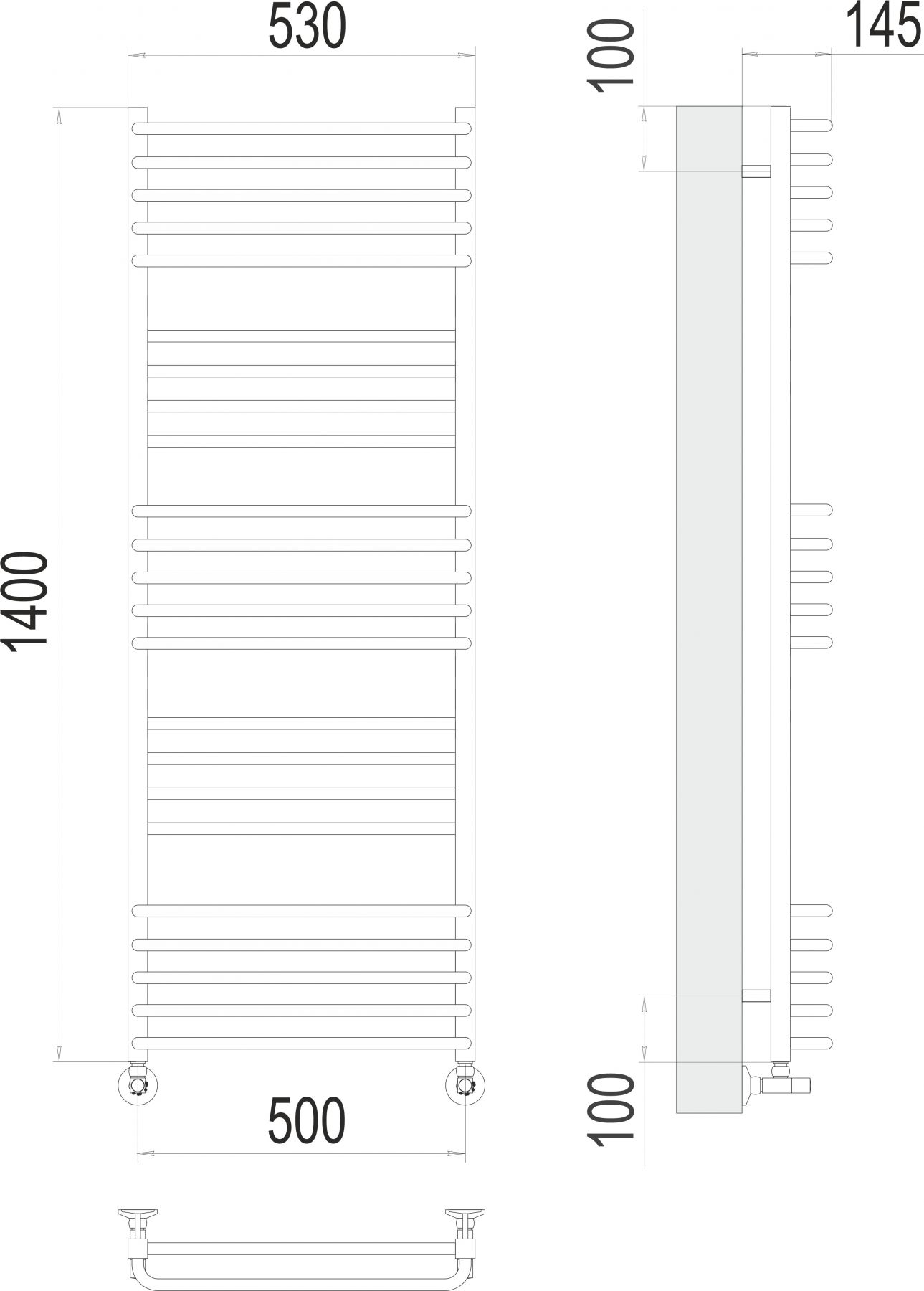 Водяной полотенцесушитель TERMINUS Сорренто П23 50х140 схема 3
